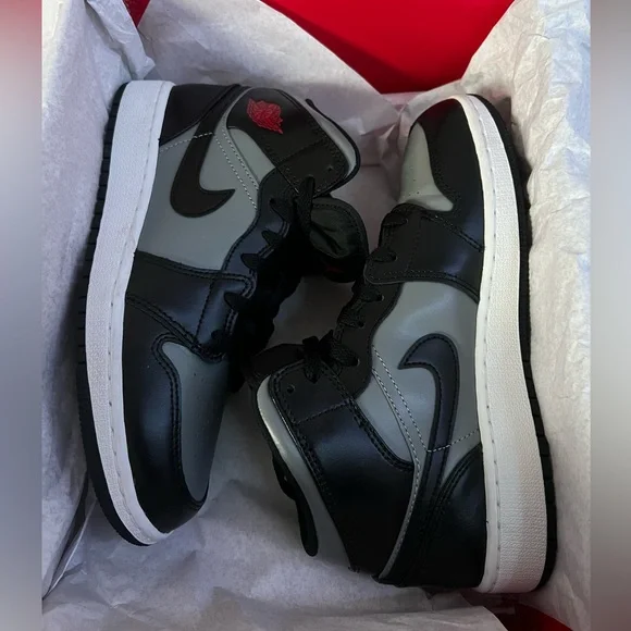 Nike Air Jordan 1 Mid Shadow Red Sneakers- Youth Size 6
